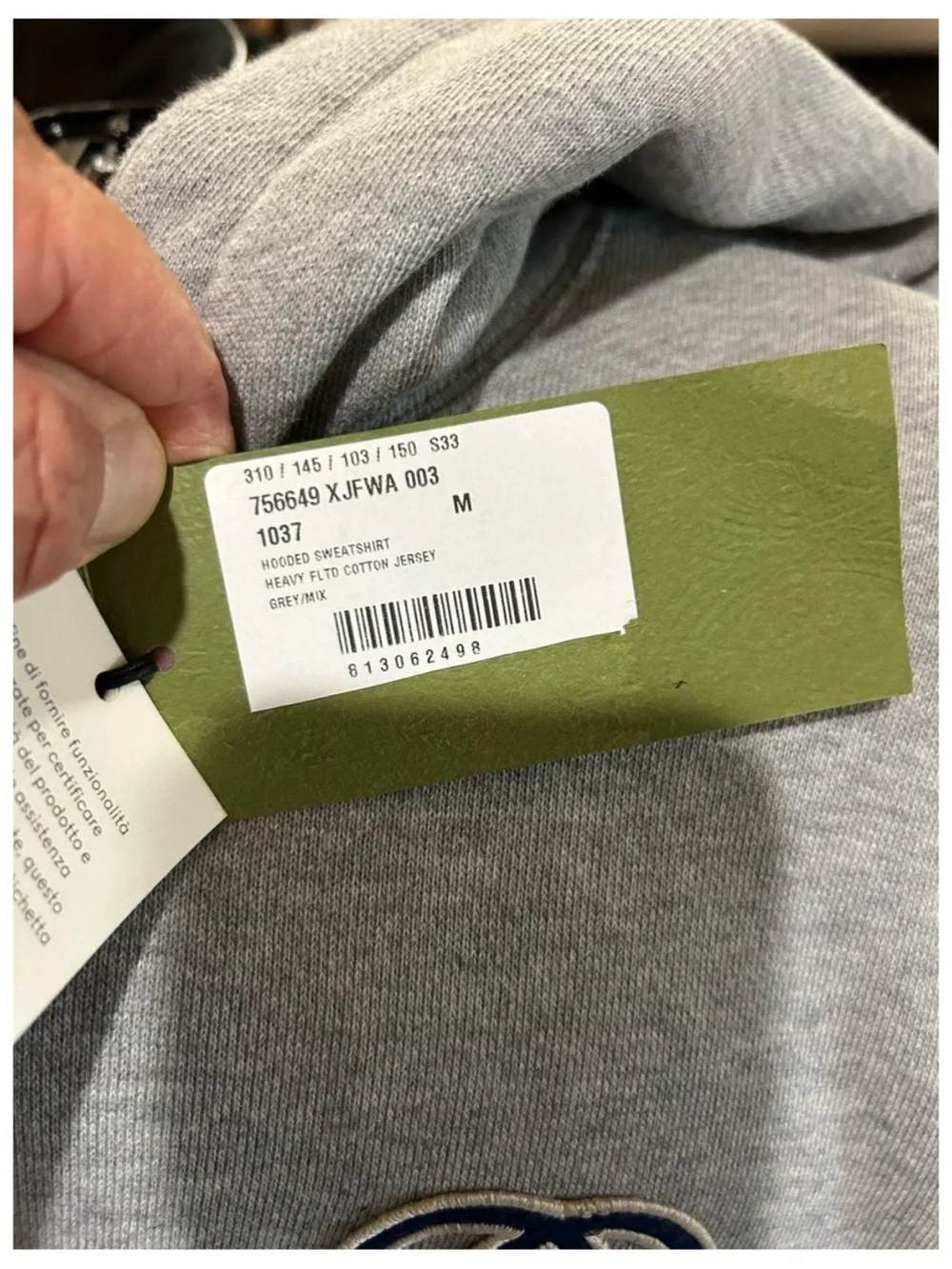 Gucci embroidered interlocking G jersey cotton hoodie size medium